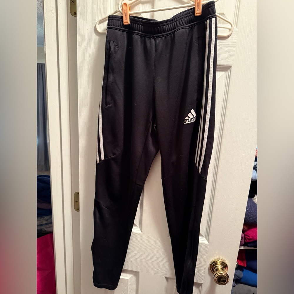 Adidas women’s  Black Joggers with White Stripes